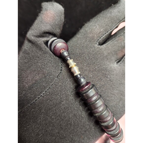 MULTICOLOR DISC BEAD SHORT BARREL CLAP CHOKER NECKLACE  BOHO RETRO COLORFUL 80'S - Picture 6 of 9